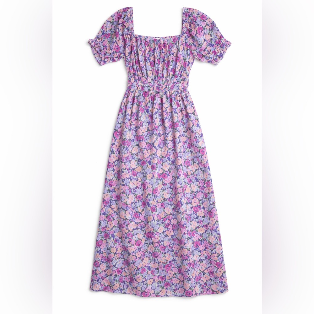 Lush Floral Print Dress with Purple and Pink Accents